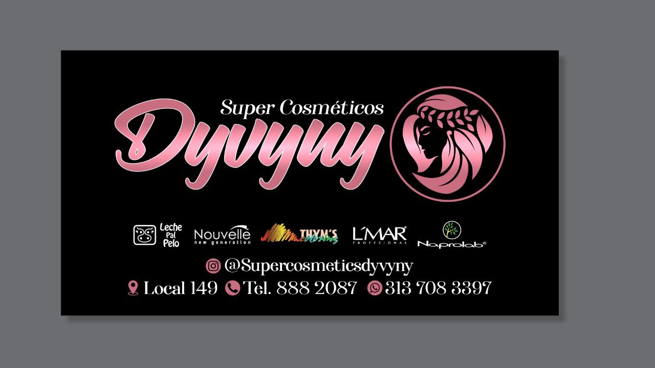 Tarjeta de presentación actual de Super Cosméticos Dyvyny